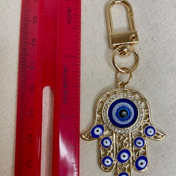 Goldtone Protection Evil Eye Hamsa Hand Keychain NEW 🧿 🪬 - Picture 2 of 4
